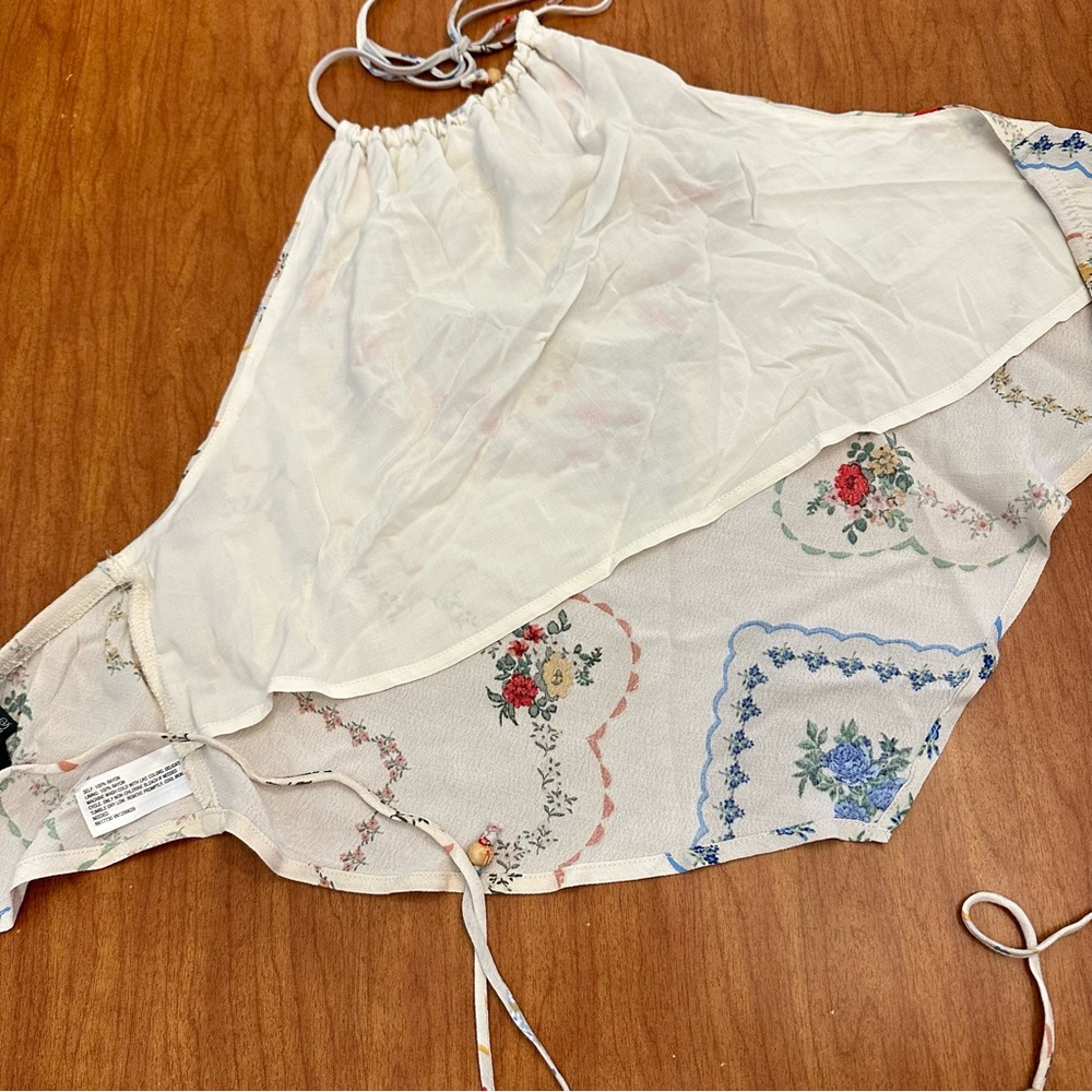 Wild Fable Floral Patchwork Hankerchief Top XXS Halter Cottagecore Boho Festival - Picture 6 of 9